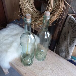 Vintage Glazen fles | Helder/Met kurk