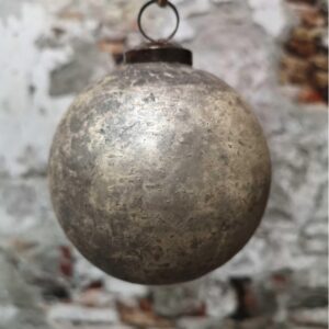 Shabby Glazen Kerstballen | Oud Zilver/Grijs | 10cm