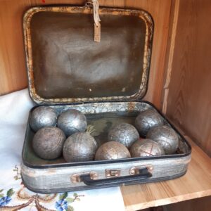Oude  koffer met 9 Jeux de boules-ballen | brocante/vintage
