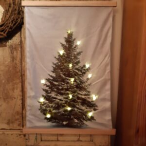 Wanddoek kerstboom met ledverlichting | Fluweel | 40/60