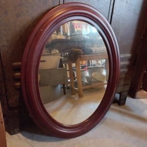 Oude Houten Spiegel | Ovaal/Roodbruin