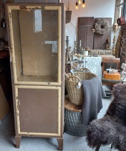 Vintage Stalen Apothekerskast | Bruin/Taupe/Beige