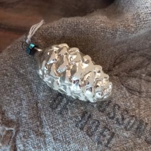 Antiek Kerstornament/Kerstbal | Dennenappel | Zilver ( K010 )