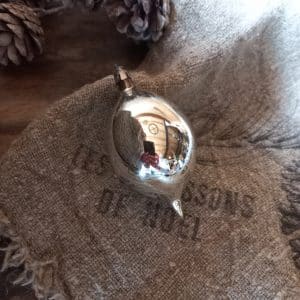 Antieke Glazen Pegel/Kerstbal | Zilver ( K008 )