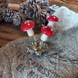 Vintage Kerstboomknijper Paddestoelen | Rood/Wit ( K017 )
