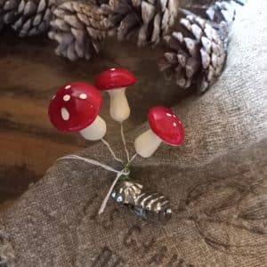 Vintage Kerstboomknijper Paddestoelen | Rood/Wit ( K018 )