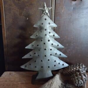 Kerstboom/Kaarshouder | Antique Grijs  40x25cm