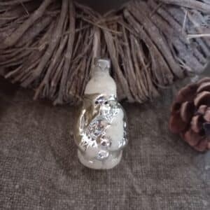 Vintage Glazen Ornament | Kerstman met boom Zilver 6,5cm