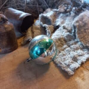Vintage glazen kerstbal | Blauw/Zilver/Glas 5,5cm