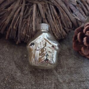 Vintage Glazen Ornament/Huisje/Zilver5,5cm
