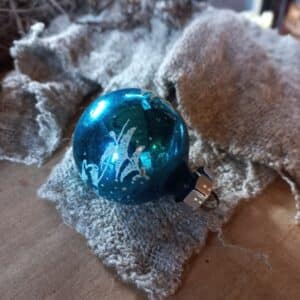Vintage Glazen Kerstbal Blauw 5,5cm