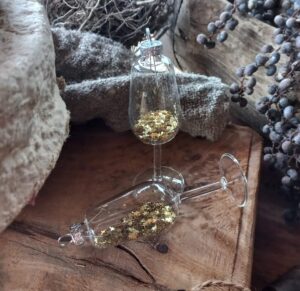 Glazen Kersthanger | Wijnglas/Glitters