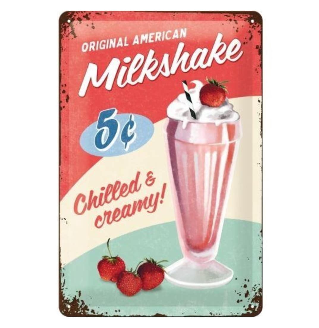 American Milkshake Metalen wandbord  20x30 cm