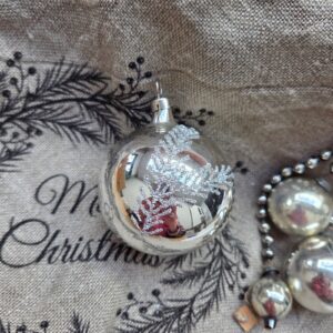 Glazen Kerstbal | Takje Zilver/Glitter 6,5cm (81)