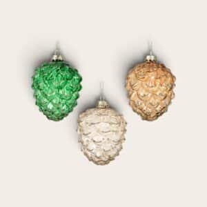 Kersthanger Eikel Glas Transparant met Glitter