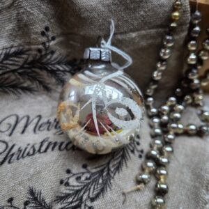Glazen Kerstbal | Zilver/Wit Glasgruis 6cm (82)