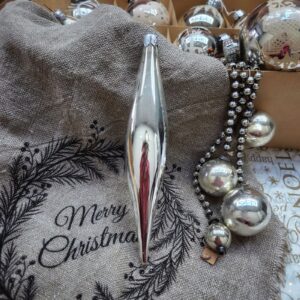 Glazen Pegel/Kerstbal Zilver 16cm (81)