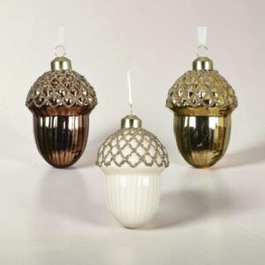 Kersthanger Eikel Glas Bruin/Goud/Wit