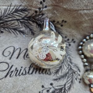 Glazen Kerstbal | Zilver/Wit Geverfd/Glitter 5,5cm (81)