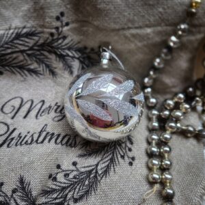 Glazen Kerstbal | Zilver/Glitter 5,5cm (82)