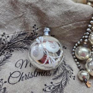 Glazen Kerstbal | Zilver/Wit Geverfd/Glitter 6,5cm (81)