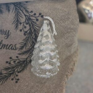 Glazen Ornament Kerstboom Zilver 8cm (79)