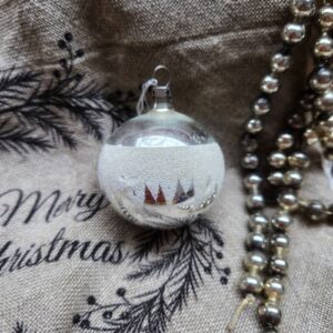Glazen Kerstbal | Zilver/Wit Gesuikerd | 5,5cm (82)