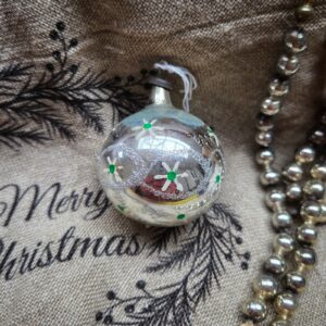 Glazen Kerstbal | Zilver/Wit Geverfd/Glitter 5,5cm (82)