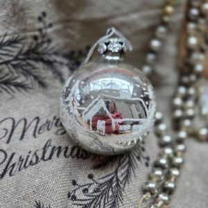 Glazen Kerstbal | Zilver/Cremewit 6,5cm (82)