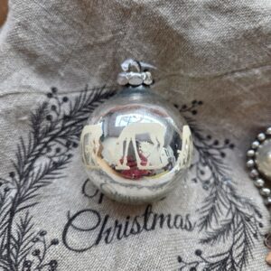 Glazen Kerstbal Rendieren | Zilver/Cremewit 6,5cm (81)
