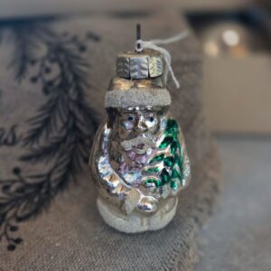 Oude Kerstman 7cm (79)/Kerstbal | Glas/Zilver/Wit Gesuikerd