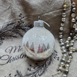 Glazen Kerstbal | Zilver/Wit Gesuikerd | 6,5cm (82)