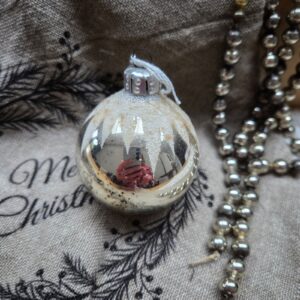 Glazen Kerstbal | Zilver/Wit Gesuikerd | 6,5cm (82)